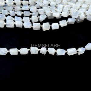 Natural Rainbow Moonstone Faceted Tumble Gemstone Beads Moonstone Loose Nuggets Shape Beads 5x7-6x8MM For Jewelry Making Supplie - Product Image 5