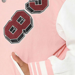 Women’s Fleece Varsity Jacket Custom Embroidery with Genuine Leather Sleeves, Streetwear Winter Letterman Jacket - Product Image 6