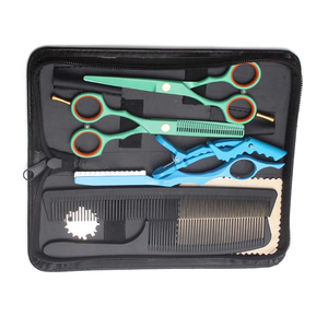 Kit de ciseaux de barbier sur mesure, rasoir, ciseaux à effiler, ciseaux de coupe, étui zippé, ciseaux en acier métallique, peigne, ciseaux à clipser - Product Image 5