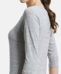 Three Quarter Sleeve O-Neck Loose Fit Button Casual Plain Print Breathable Eco-Friendly Polyester Winter Women T-<b>Shirt</b> Y2K - Product Image 1