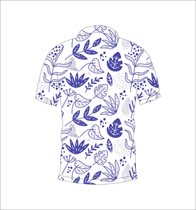 Men’s <b>White</b> Blue Botanical Leaf Print <b>Polo</b> Shirt Casual Summer Short Sleeve Golf Fashion Shirt - Product Image 2