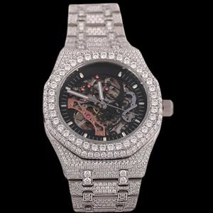 Hip Hop Style Exclusive Moissanite <b>Diamond</b> With Chronograph Black Dial Trendy Stainless Steel Band Man's <b>Diamond</b> Quartz <b>Watch</b> - Product Image 4