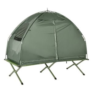 Tenda sopraelevata All-in-One con materasso ad aria spessa letto singolo portatile pieghevole lettino da campeggio per adulti sacco a pelo incluso - Product Image 1