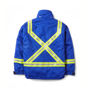 Vestes de sécurité à haute visibilité d'hiver à capuche fabriquées en usine avec logo frontal, imperméables et respirantes, vêtements de travail pour la construction - Product Image 2