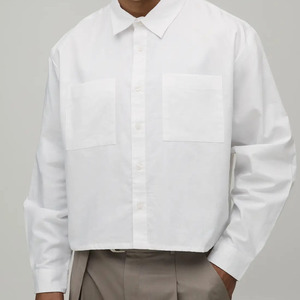 Camisa de Vestir de Popelina Blanca para Hombre, Talla Grande, Manga Larga, Cuello Clásico, Corte Holgado, Estilo Minimalista, Botones, Corte Recto, Primavera - Product Image 1
