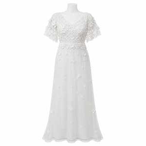 Luxury White Floral Embroidered Maxi Dress Elegant V Neck Lace Evening Gown Wedding Party Formal Bridesmaid Long Dress for Women - Product Image 1