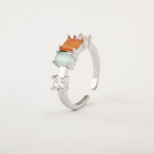 Anillos de Plata y Oro de Aniversario al por Mayor QIKU, Anillos de Zirconia Coloridos Ajustables, Elegantes y Únicos de Alta Calidad <span class=keywords><strong>para</strong></span> Mujer - Product Image 3