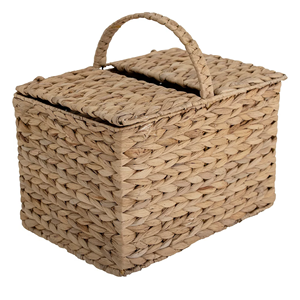 Custom Size Eco-Friendly Water Hyacinth <b>Basket</b> With Handle, Hand <b>Woven</b> Storage <b>Basket</b> With Lid Handcrafted Decor From Vietnam - Product Image 2