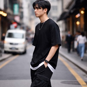 T-shirt Homme Oversize Superposé en Coton à Double Ourlet Style Streetwear Personnalisable – Vente en Gros - Product Image 6
