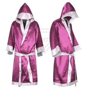 Bata de Satén Morada con Capucha y Ribete Blanco, Unisex, para Artes Marciales, Estilo Kimono, Largo Completo, Corte Regular - Product Image 5