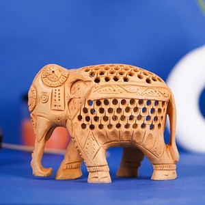 งานแกะสลักช้างจากไม้ชีแชม แบบจัลลี - งานฝีมือไม้แกะสลักขายส่ง - Product Image 3