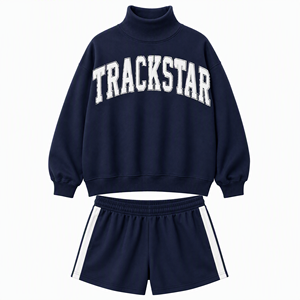 Ensemble décontracté pour femme avec sweat-shirt et short, logo Trackstar, modèle TS-SET-099 - Product Image 1
