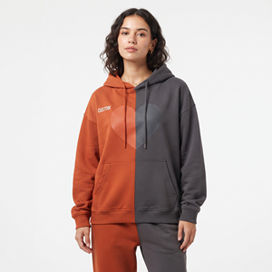 Streetwear Women's 100% Polyester Oversized Hoodie Color Block <b>Heart</b> Graphic Kangaroo Pocket <b>Sweatshirt</b> - Product Image 1