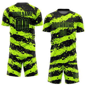 Uniforme de Fútbol de Secado Rápido, Conjunto Deportivo Verde y Negro a Rayas, Transpirable, de Manga Corta, Ajuste Atlético, Unisex para Adultos - Product Image 1