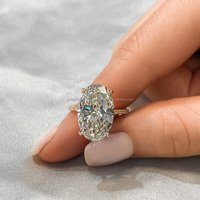 Anillo de Plata de Ley 925 con Corte Ovalado Grande y Moderno, con Halo Oculto y Diamantes Simulados, Precioso Anillo de Moissanita para el 25.º Aniversario