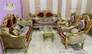 ชุดโซฟาไม้สำหรับห้องนั่งเล่น,เฟอร์นิเจอร์ห้องรับแขกแฮนด์เมดสไตล์โมเดิร์นชุดโซฟาไม้แกะสลักโลหะ - Product Image 3