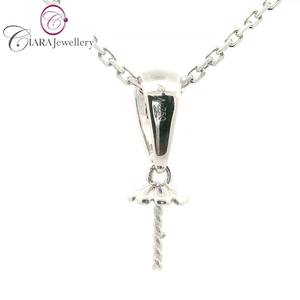 Colgante Clásico Sencillo de Oro Blanco Sólido de 18K AU750 con Perla de Corte Brillante Redondo de 0.05ct G/VS en Forma de Gota - Product Image 3