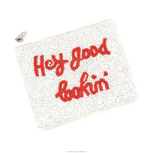 Bolsa de Mano Tipo Clutch Hecha a Mano con Cuentas Vintage, Unisex, Anti-Robo, Suave, Grande, con Cremallera Personalizada para Viajes y Fiestas, Letras Rojas, Regalo - Product Image 3