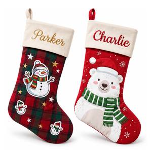 Calcetines de regalo de Navidad con nombre personalizado, medias colgantes en blanco con gran área de impresión para decoración navideña del hogar. - Product Image 1