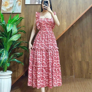 Robe longue élégante et simple pour femme, lavable, confortable, décontractée ou habillée, taille naturelle, en soie, à manches courtes, style polo - Product Image 4
