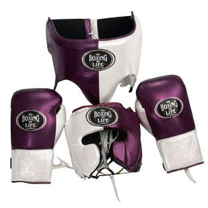 Ensemble d'équipement de boxe « No Boxing No Life » en cuir noir et blanc, gants, protège-tête, protège-guêtres, pour adulte, à lacets, respirant, pour l'entraînement – Vente chaude - Product Image 2