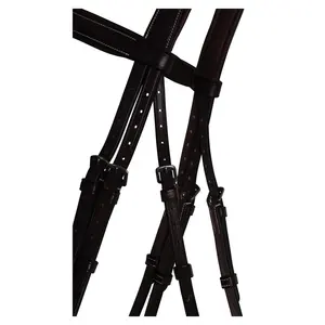 Cabezada Inglesa - Piezas de cuero crudo anudadas para las mejillas - Diadema anudada con borlas de crin de caballo - Precio al por mayor - Product Image 2