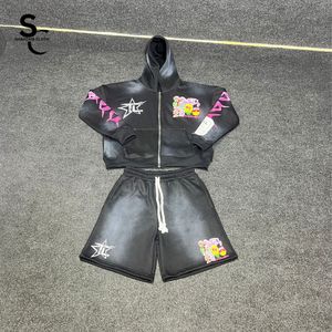 Conjunto de Sudadera con Capucha y Pantalones Cortos Personalizados, 100% Algodón Felpa, Tejido Cálido y Suave, Estilo Urbano Ligero - Product Image 3