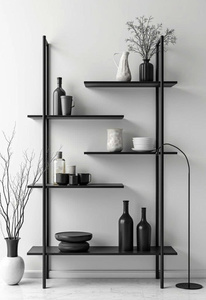 Modern Minimalist Black Metal Bookshelf Industrial <b>Floating</b> Wall Shelf <b>Unit</b> Decorative Display Rack Living Room Furniture - Product Image 2