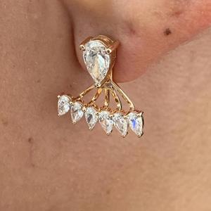 Pendientes de Diamante en Forma de Pera, Pendientes de Diamante Cultivado en Laboratorio, Pendientes de Botón en Forma de Pera, Pendientes de Novia de Oro, Pendientes de Boda Desmontables - Product Image 3