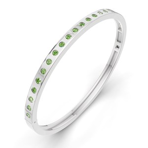 Bracelet jonc ouvrable en or jaune 14 carats avec diamant de laboratoire vert océan classique rond et éclatant (1 carat) Tw. Bracelets et joncs en diamants Gif - Product Image 5