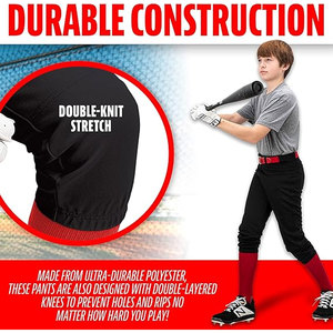 Youth <b>Baseball</b> Softball Pants Knee Style Athletic Uniform Pants for Boys Girls Durable Breathable Sports - Product Image 6