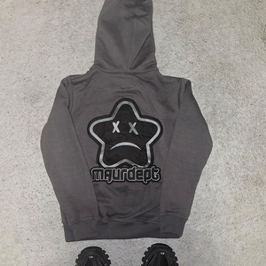 Custom Winter Full Face Zip-Up <b>Hoodie</b> with Puff Printing Heavyweight 100% Cotton Breathable Fleece Casual Men's Streetwear - Product Image 4