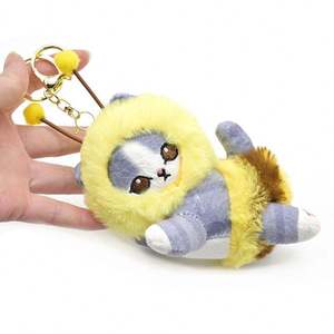 Wholesale 13cm Cute Kitten Shark Cat <b>Bee</b> Keychain Stuffed Plush Toy Keyring Pendant Honeybee Doll <b>Charm</b> Gifts Children Keychain - Product Image 4