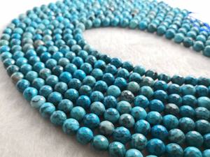 ลูกปัดอะพาไทต์สีน้ำเงินทรงกลมเหลี่ยมเพชรพลอย หินธรรมชาติ สำหรับทำเครื่องประดับ DIY - Product Image 5