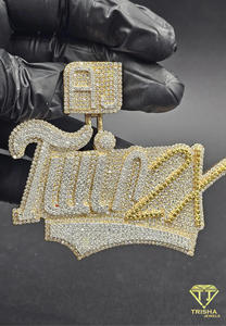 Pendentif personnalisé avec nom, serti de moissanite certifiée GIA, plaqué or, collier hip-hop, bijoux de déclaration bling-bling - Product Image 2