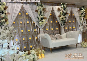 Glamorous Asian Wedding Stage Candle Wall Dreamlike Candle Wall Wedding Telón de fondo Configuración Elegante Recepción Stage Candle Telón de fondo - Product Image 4