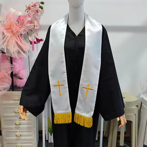 Écharpe unie en polyester avec pompon pour clergé, église, université, uniforme d'étudiants, chœur - Uniquen Enterprises - Product Image 6