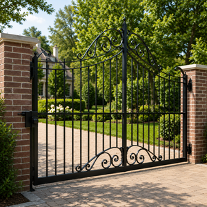 Puerta de Entrada Doble de Hierro Forjado Negro, Puerta Decorativa para Jardín, Puerta de Seguridad Exterior, Proveedor Mayorista - Product Image 5