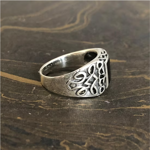 Bague Chevalière Vintage en Argent Sterling 925 avec Onyx Noir Carré, Façonnée à la Main, Motif Filigrane, Bijou de Vente en Gros - Product Image 4