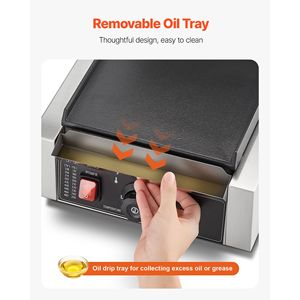 Piastra Elettrica Professionale per Panini da 1800W in Acciaio Inox, Macchina per Sandwich da Interno con Controllo della Temperatura, Spina USA - Product Image 4