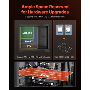 Caja de PC de Torre media de doble cámara para placa base ATX, caja de computadora para juegos sin ventiladores - Product Image 4