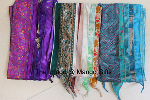 <b>Silk</b> sari <b>scarf</b> <b>scarves</b> sashes headwrap boho fashion hippie hippy neck <b>scarf</b> hair wrap accessory 70 x 6 inch gift boho gift wrap - Product Image 5