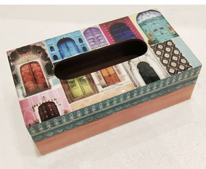 Caja de pañuelos esmaltada con soporte de papel tisú MDF multiusos de diseño moderno para uso doméstico y comercial - Product Image 2