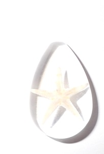 Starfish Real Specimen Plastic Cabochon Pear Shape Cut <b>Top</b> 33x22 mm Clear Flat Bottom for Crafts and Jewelry Making - Product Image 3
