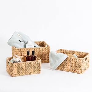 Cestas rectangulares tejidas de jacinto de agua sostenible para guardar mantas y juguetes - Product Image 6