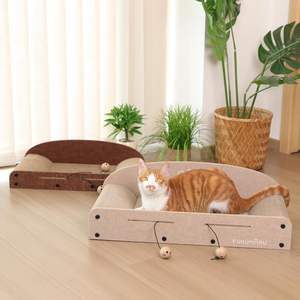 Lit grattoir pour chat de luxe écologique de 26 pouces, en carton, grand format, durable, pour intérieur, avec rembourrage, canapé-lit, jouet amusant - Product Image 1