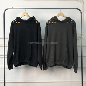 Sudadera con Capucha Personalizada con Logotipo, 400G, Lavado Ácido, 100% Algodón, Estilo Vintage, Casual, Holgada, para Hombre - Product Image 1
