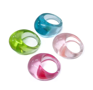 Nouvelles bagues larges en résine marbrée colorée, classiques et tendance pour femmes, bagues cocktail en acrylique uniques et épaisses, bijoux unisexes - Product Image 5