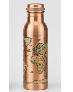 Copper Water Bottle <b>Floral</b> Design Portable Travel Drinkware Antiqued Finish Leak Proof Eco Friendly - Product Image 6