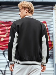 Premium High Quality Men <b>Black</b> Letterman Varsity Jacket Custom Logo Eco-Friendly Breathable 100% Cotton High Street Baseball OEM - Product Image 6